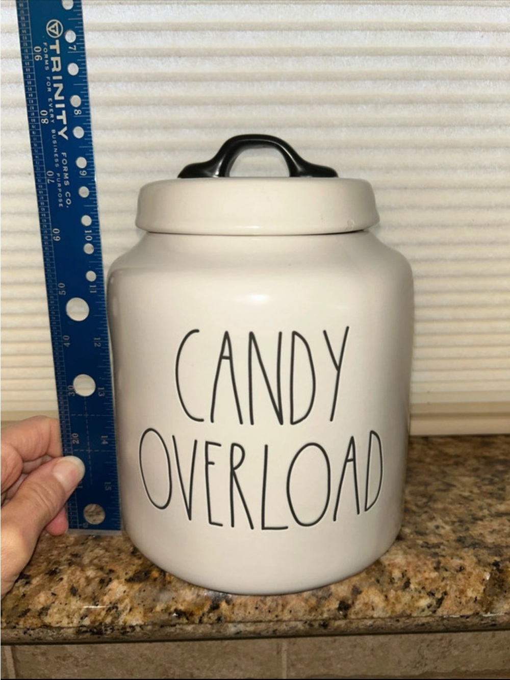 Early Edition Rae Dunn by Magenta Cream Ceramic "CANDY OVERLOAD" Jar